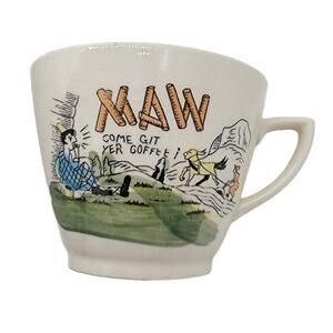 VTG "Maw Come Get Yer Coffee!" Hillbilly Farmer Plowing Scene Ceramic Coffee Mug
